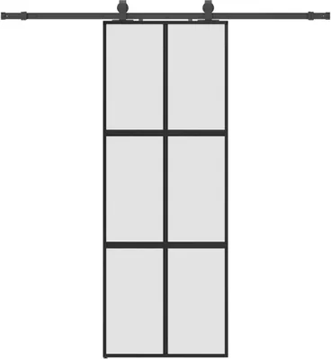 Produktbild von vidaXL Schiebetür mit Beschlag Schwarz 76x205 cm Hartglas