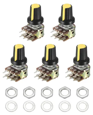 5x WH148 Doppellinear-Potentiometer B1K Ohm, 6-Pin, Gelb
