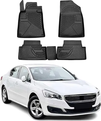 Image de OMAC Tapis de sol pour Peugeot 508 2010-2018 sur mesure en caoutchouc Noir