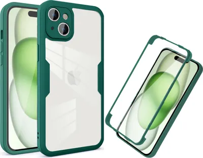 Immagine prodotto di Custodia per iPhone 15, protezione completa a 360° con protezione del display incorporata Verde