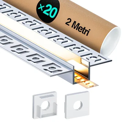 Obrázek produktu pro 20 hliníkových profilů pro LED pásky, délka 2 metry, s krytem z polykarbonátu