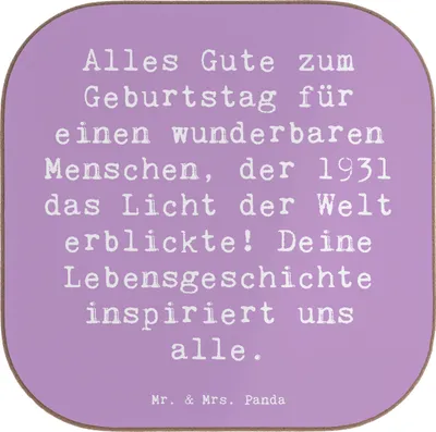 Produktbild von Mr. & Mrs. Panda Untersetzer Tasse Spruch 1931 Geburtstag - Lavendeltraum - Geschenk, Alter, Happy Birthday, gläseruntersetzer, Erinnerungen, Weisheit und Liebe, Coaster