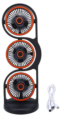 Image de Ventilateur de bureau USB rechargeable, portable, avec 3 têtes et plusieurs réglages de vitesse, équipé d'une lumière, idéal pour étudier, travailler ou une utilisation en extérieur. Couleur : gris