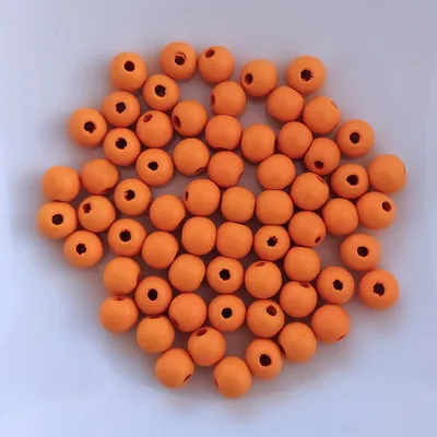 Produktbild von Holzperlen rund, 60 Stück, 10 mm, Orange