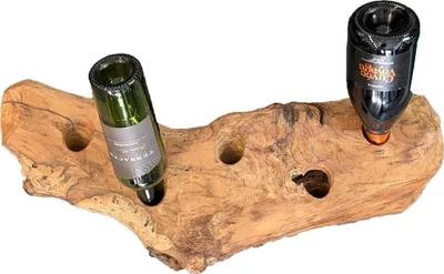 Produktbild von Weinregal #422 für 5 Flaschen Wurzelregal Unikat Teak