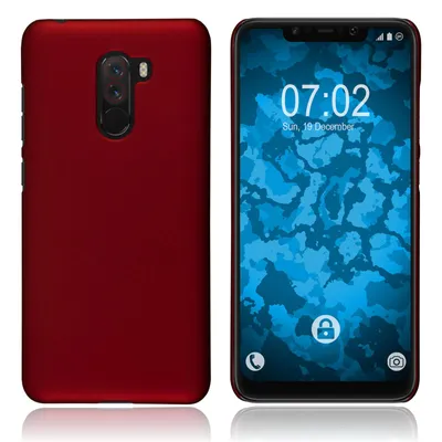 Produktbild von PhoneNatic Case kompatibel mit Xiaomi Pocophone F1 - Hülle rot gummiert Hard-case + 2 Schutzfolien