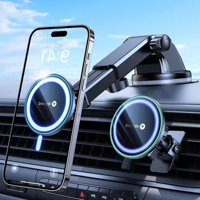 Immagine prodotto di Robusto supporto magnetico per cellulare da auto con 20 magneti e una forza di tenuta di 20 kg - per iPhone 14, 13 e 12 - Supporto magnetico per cellulare da auto