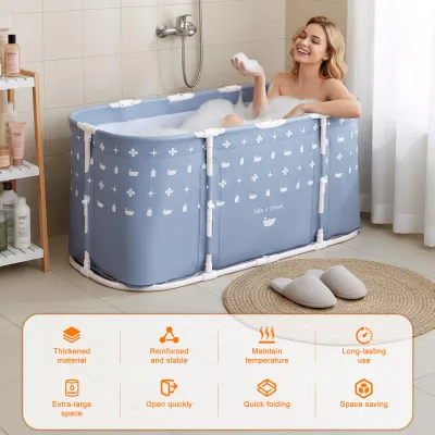 Produktbild von Große, faltbare Badewanne für Duschkabinen, tragbare Familienbadewanne für Erwachsene, nicht aufblasbare, zusammenklappbare Whirlpool-Badewanne für heiße und Eisbäder, keine Installation erforderlich