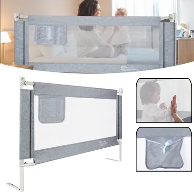 Produktbild von YARDIN 200cm Kinderbettgitter Bettschutzgitter Höhenverstellbar, Babybettgitter Sicherheitsschutz Bettgitter Rausfallschutz für Babys und Kinder