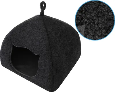 Produktbild von Domček pre mačky, mačacia jaskyňa, miesto na spanie, box pre mačky, teplý box pre mačky, domček pre mačky, jaskyňa pre psov, pelech pre domáce zvieratá, látkový domček, čierna antológia, 2: 44x44x35 cm