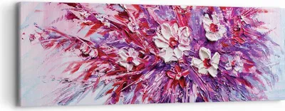 Produktbild von Bild auf Leinwand - Leinwandbild - Einteilig - Pastos Blumen Rosa - 90x30cm - Wand Bild - Wanddeko - Wandbilder - Leinwanddruck - Bilder - Wanddekoration - Leinwand bilder - Wandbild - AB90x30-4530
