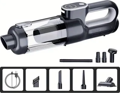 Obrázek produktu pro Vysavač a foukač prachu – ruční zařízení 2 v 1 – bezkartáčový motor – bezdrátový – výkon 120 W – pro domácnost a auto – černý