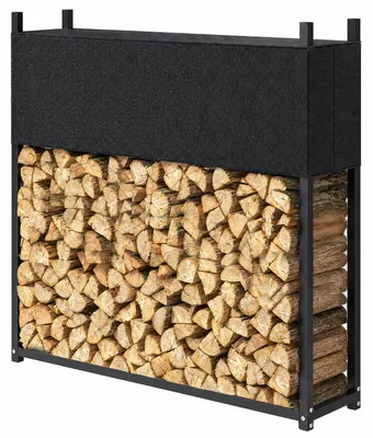 Produktbild von Outsunny Kaminholzregal 106 x 25 x 113 cm Brennholzregal mit Oxford-Abdeckung