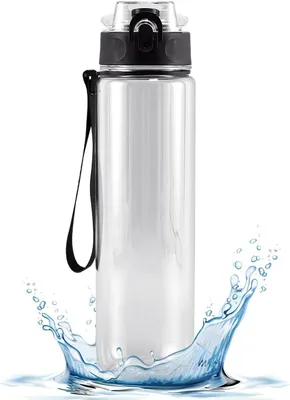Produktbild von Sportflasche – Wasserflasche, auslaufsicher – Hydratation unterwegs – Einfache Öffnung mit einem Klick – 1 Liter Fassungsvermögen – Transparent