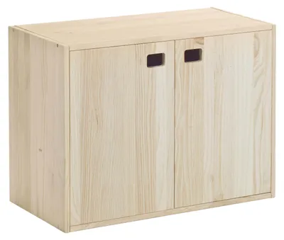 Zdjęcie produktu dla Szafka Astigarraga Kit Line z dwoma drzwiczkami i trzema półkami, wykonana z drewna sosnowego, wymiary: 53,5 x 70,8 cm