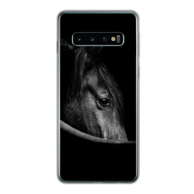 Produktbild von MuchoWow® Handyhülle Schutzhülle Hülle für Samsung Galaxy S10 Pferde - Porträt - Schwarz - Tiere Silikon Softcase Handy Hülle - Handytasche