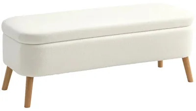 Immagine prodotto di Panca con spazio contenitore - Panca imbottita con vano portaoggetti - Capacità: 65 litri - Rivestimento in 100% cotone - Dimensioni: 120 x 42 x 45 cm - Colore: crema