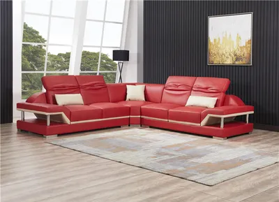 Zdjęcie produktu dla Skórzana kanapa narożna w kształcie litery L z siedziskiem tapicerowanym Sofa do salonu Sofy nowe