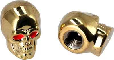Produktbild von Set: 2x Ventilkappe Totenkopf, Gold