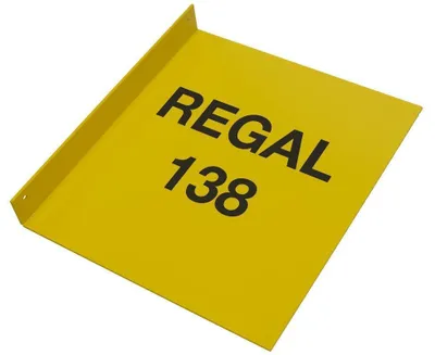 Produktbild von Regalschild L-Fahne quer, gelb mit schwarzem individuellem Aufdruck, zur Regalkennzeichnung im Lagerbereich, Gelb, Format (BxH) 150/180 x 105 mm, Verpackungseinheit: 1 STK