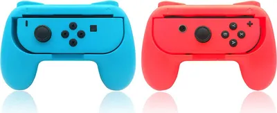 Produktbild von Gummierte Griffe Kompatibel mit Nintendo Switch, Gaming Controller Halter Kompatibel mit Switch OLED (Rot + Blau + Rosa + Grün)