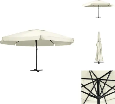 Image de vidaXL Parasol avec mât en aluminium 600 cm blanc sable - Parasols & ombrelles