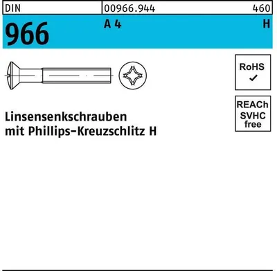 Produktbild von Reyher  Linsensenkschrauben DIN 966 A 4 M 2,5 x 25 -H A 4 (1000 Stück)