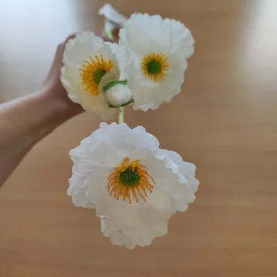 Obrázek produktu pro Vlčí máky,  textilní dekorace, květina bílá 60cm / 1ks