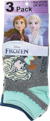 Produktbild von Frozen - Die Eiskönigin 3 Paar Sneaker Socken Strümpfe Set für Kinder , Größe:23-26