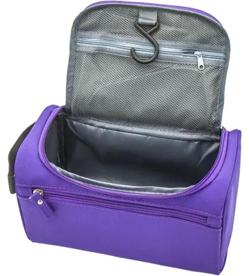 Produktbild von Kulturbeutel zum Aufhängen, Reise Kulturtasche, Kosmetiktasche, Waschtasche, Lila, Wasserfestes Nylon, 25x15x15 cm