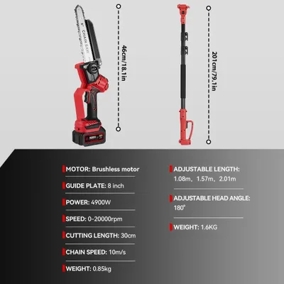 Immagine prodotto di Troncatrice telescopica 2-in-1 - Mini troncatrice - Troncatrice a batteria - Motore brushless