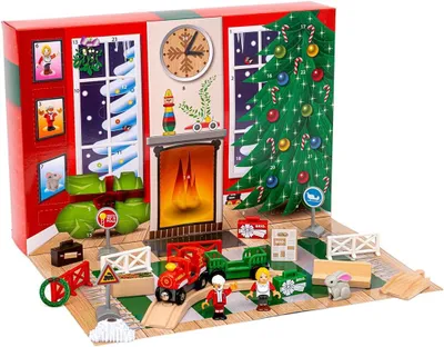Immagine prodotto di Calendario dell'Avvento con accessori per trenini - Adatto a bambini dai 3 anni - Compatibile con set di trenini in legno