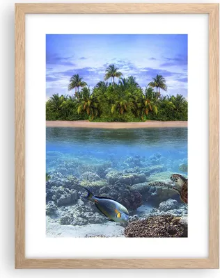 Produktbild von Gerahmtes Poster - Rahmen in heller Eiche - Strand lagune wasser ozean - 30x40 cm - Wand Bild - Wanddeko - Wandbilder - Wandposter - Bilderrahmen - Bilder - Kunstdruck - Wandbild - P2NPA30x40-2686