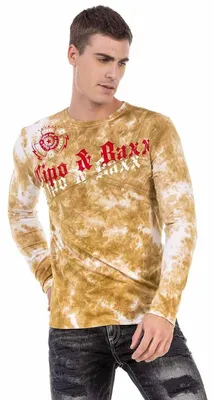 Produktbild von CL489 Herren Langarmshirt mit großem Marken-Frontprint