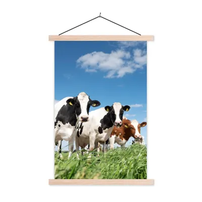 Produktbild von MuchoWow® Textilposter Kühe - Landleben - Weide - Natur - Tiere 40x60 cm mit holzfarbenen Rahmen - Poster