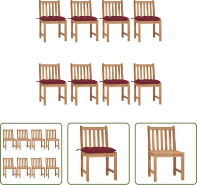 Produktbild von The Living Store Gartenstühle 8 Stk. mit Kissen Massivholz Teak