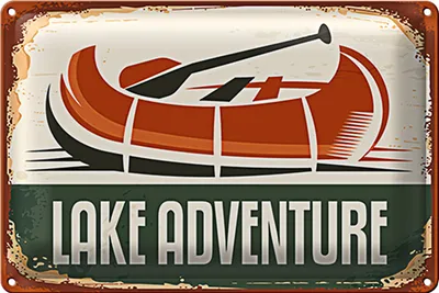 Produktbild von Blechschild Retro 30x20cm lake adventure Outdoor