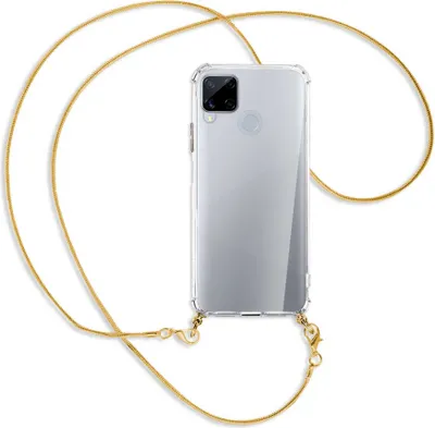 Produktbild von Handykette Backcover-Schutzhülle mit Band (Metall goldfarben) für Realme Narzo 30A (RMX3171) - goldfarbene Kette Snake