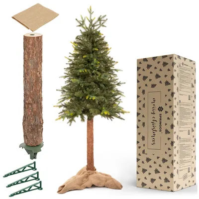 Produktbild von Springos® Weihnachtsbaum 180 cm Naturtanne Deluxe mit Naturstamm, dichter PE-Zweige Tannenbaum Christbaum wie echt