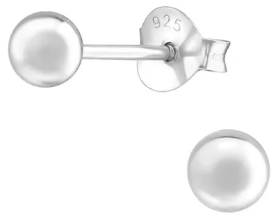 Produktbild von Ball Ohrstecker: Kugel Ohrringe Silber 925 4 mm