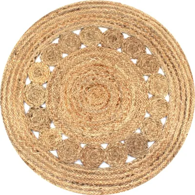 Produktbild von Teppich Flechtmuster Jute 90 cm Rund