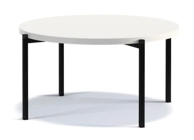 Produktbild von Runder Couchtisch Sampi 84 cm weiß hochglanz – Moderner Wohnzimmertisch mit stabilem Metallgestell und eleganter Tischplatte