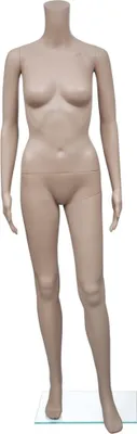 Produktbild von vidaXL Schaufensterpuppe Damen kopflos, Beige, aus PE, Panzerglas, Aluminium, 161cm (Höhe), 81cm (Brust), 61cm (Taille), 86cm (Hüfte), 40cm (Schulter), Konfektionsgröße 36-38, Schuhgröße 36-37