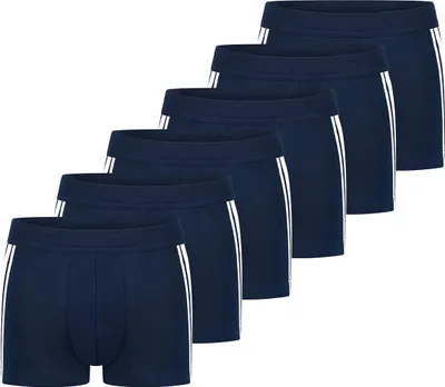 Produktbild von Schiesser 6er Pack - 95/5 Stretch - Organic Baumwolle Retro Short / Pant Mit softem, tonalem Bund für höchsten Tragekomfort, Kontrastfarbene Seitenstreifen, Elastische Single-Jersey-Qualität