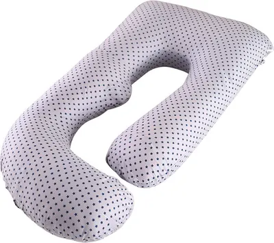 Produktbild von J-förmiges Stillkissen Ganzkörperkissen mit abnehmbarem, seitlich separatem Stützkissen und abnehmbarem Bezug, 70 * 145 cm, grauer Stern