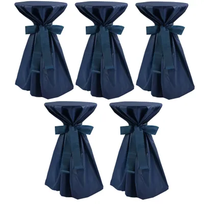 Produktbild von 5 Stück Stehtischüberwürfe Sensalux, Überwurf blau Schleifenband blau