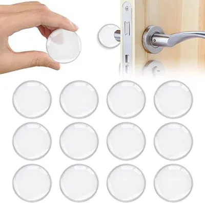 Obrázok produktu pre Ultiluxe Zarážka dverí - 12 kusov - Ochrana steny - Pufr na dvere - 40 mm - Samolepiaci - Priehľadný - Ochrana nábytku - Priehľadný