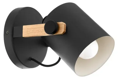 Image de Eglo Applique Hornwood noir naturel Ø 17 cm E27