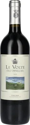 A bottle of Ornellaia Le Volte dell'Ornellaia wine against a white background.