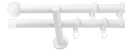 Produktbild von SN Deco Gardinenstange Straßburg, 19 mm, 2-läufig, Stahl, Komplett-Set mit Ringen, Auflageträger, 150 cm, weiß